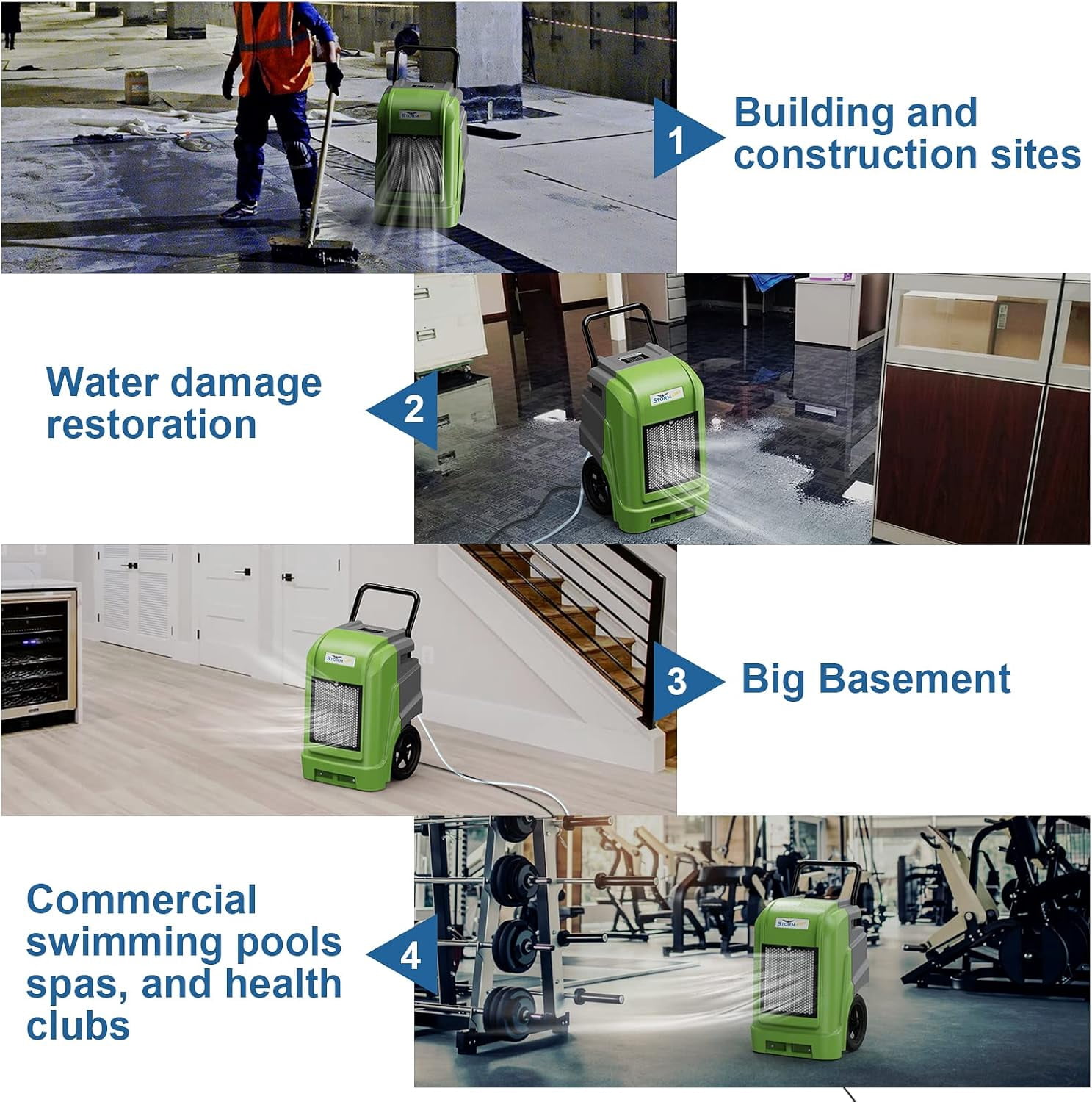 ALORAIR  Commercial Dehumidifier with Pump Drain Hose, 190 Pints Smart WiFi Industrial Dehumidifier Large Capacity for Basements, Garages, Mall & Job Sites, 5 Years Limited Warranty, Green