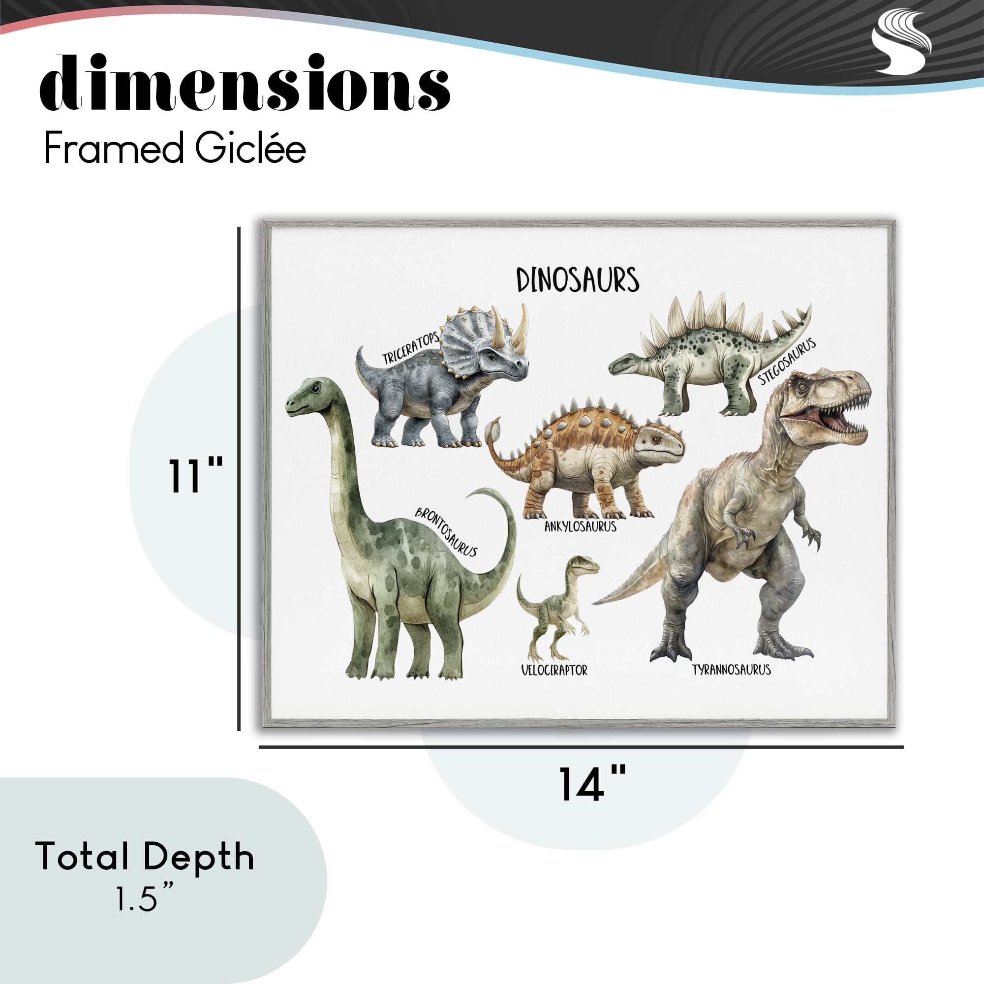 Stupell Industries Meet The Dinosaurs Gray Framed Giclee Art, design by Christine Simpson Art
