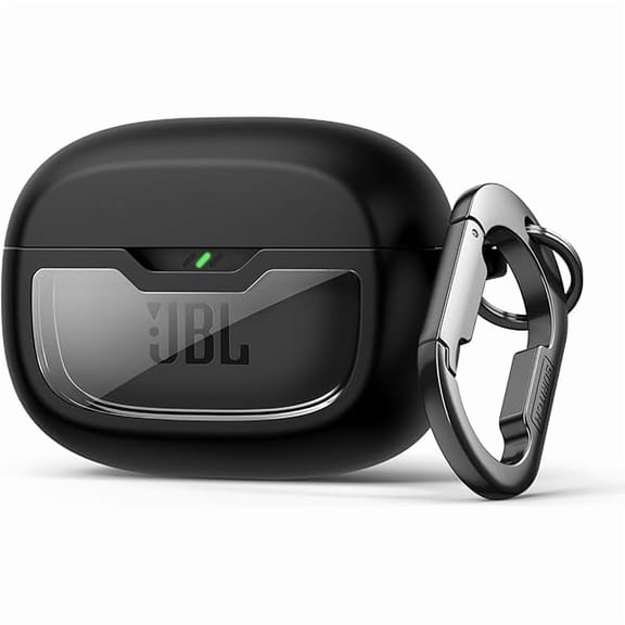 mjw001 Case Cover for JBL Vibe Beam/JBL Vibe Beam 2/ JBL Vibe 200TWS Earbuds, Shockproof Magnetic Protective Headphone Cover, Rugged Bumper Case with Carabiner & Cleaning Kit & Removal Tool, Black
