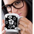 thumbnail image 2 of 3drose, Black and White Hawaiian Pattern of Turtles and Flowers., 15oz Mug, 2 of 6
