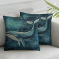 thumbnail image 3 of Throw Pillow Cover Whale Starry Sky Watercolor Animal Sea Theme Marine Life Hand Drawn Painting Rectangular Throw Pillow Covers for Couch  Home Decor Cotton Multiple specifications set of 2, 3 of 7