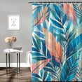 thumbnail image 2 of Awypu Shower Curtain Waterproof Bathroom Curtain with Tropical Palm Leaves Jungle Leaf Waist Lumbar Design, Multiple Sizes White, 2 of 7