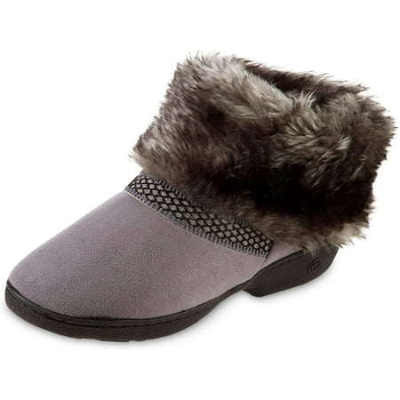 

isotoner Women s Recycled Microsuede Mallory Boot Slipper with Memory Foam Ash 8.5-9 - 8229