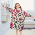 thumbnail image 5 of FORMRS Wearable Blanket Hoodie with Sleeves for Kids Cozy Flannel Sweatshirt, Pink Flowers, 5 of 7