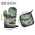 thumbnail image 2 of Yayeee Oven Mitts and Pot Holder Set of 4 Heat Resistant Kitchen Gloves Baking Hot Pad, Beige Floating Whale, 2 of 5