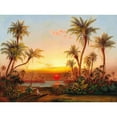 thumbnail image 2 of Joseph Firmenich 14x11 Black Ornate Wood Framed Double Matted Museum Art Print Titled: A Southern Landscape with Palms in the Evening Light, 2 of 5