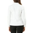 thumbnail image 3 of MODA NOVA Junior's Mock Neck Lace Button up Ruffled Long Sleeve Shirt White XXL, 3 of 5