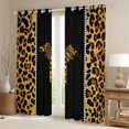 thumbnail image 2 of Feelyou Cheetah Print Letter T Blackout Curtains Set of 2 (52x84 Each), Chic Brown Bowknot Ribbon Window Curtains, Leopard Wildlife Animal Curtains and Drapes, Black Out Curtains Decor, 2 of 6