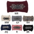 thumbnail image 2 of Women Sequin Knitted Hairband Flower Rhinestone Beaded Ear Warmer Wide Head Wrap, 2 of 19