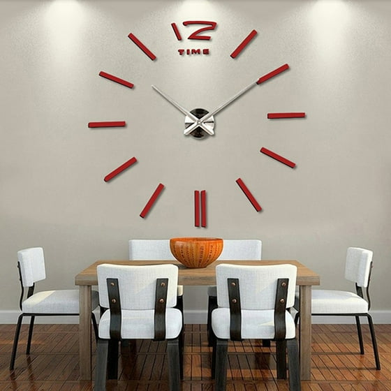 3d Large Wall Clock Mirror Sticker Big Watch Home Office Diy 3d Large Wall Clock Mirror Sticker Big Watch Home Office Diy Decor Gift Red Com