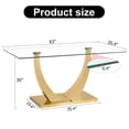 thumbnail image 3 of 63 Inch Glass Dining Table for 4-6 People, Modern Rectangular Tempered Glass Tabletop with Gold Stainless Steel U-Shaped Base, Smooth Edge, Easy Clean, for Kitchen, Dining Room, Living Room, 3 of 10