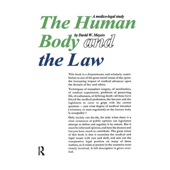 Human Body and the Law: A Medico-legal Study, (Hardcover)