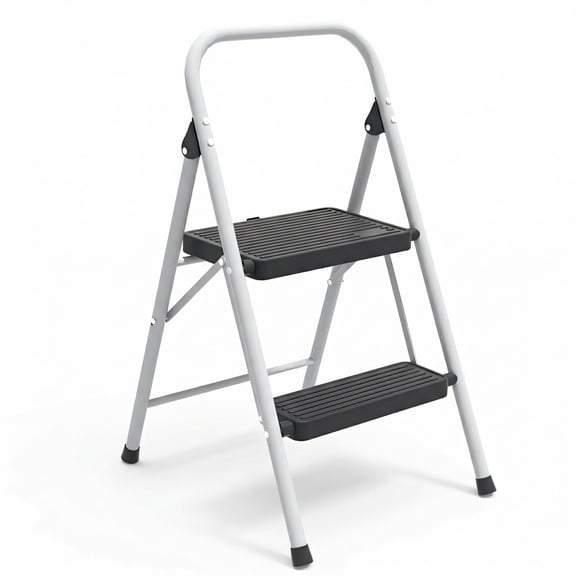 Step Stool for Adults,2 Step Ladder Folding 330lbs Anti Slip Step Stool,Foldable Ergonomic 2 Steel Stool with Wide Pedal for Home, Kitchen, Office
