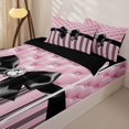 thumbnail image 3 of Manfei Dreamy Princess Bows Zipper Twin Comforter Sets with Fitted Sheet and 2 Pillowcases,Geometric Geometric Lines Zipper Bedding Set,Black Reversible,4pcs, 3 of 7