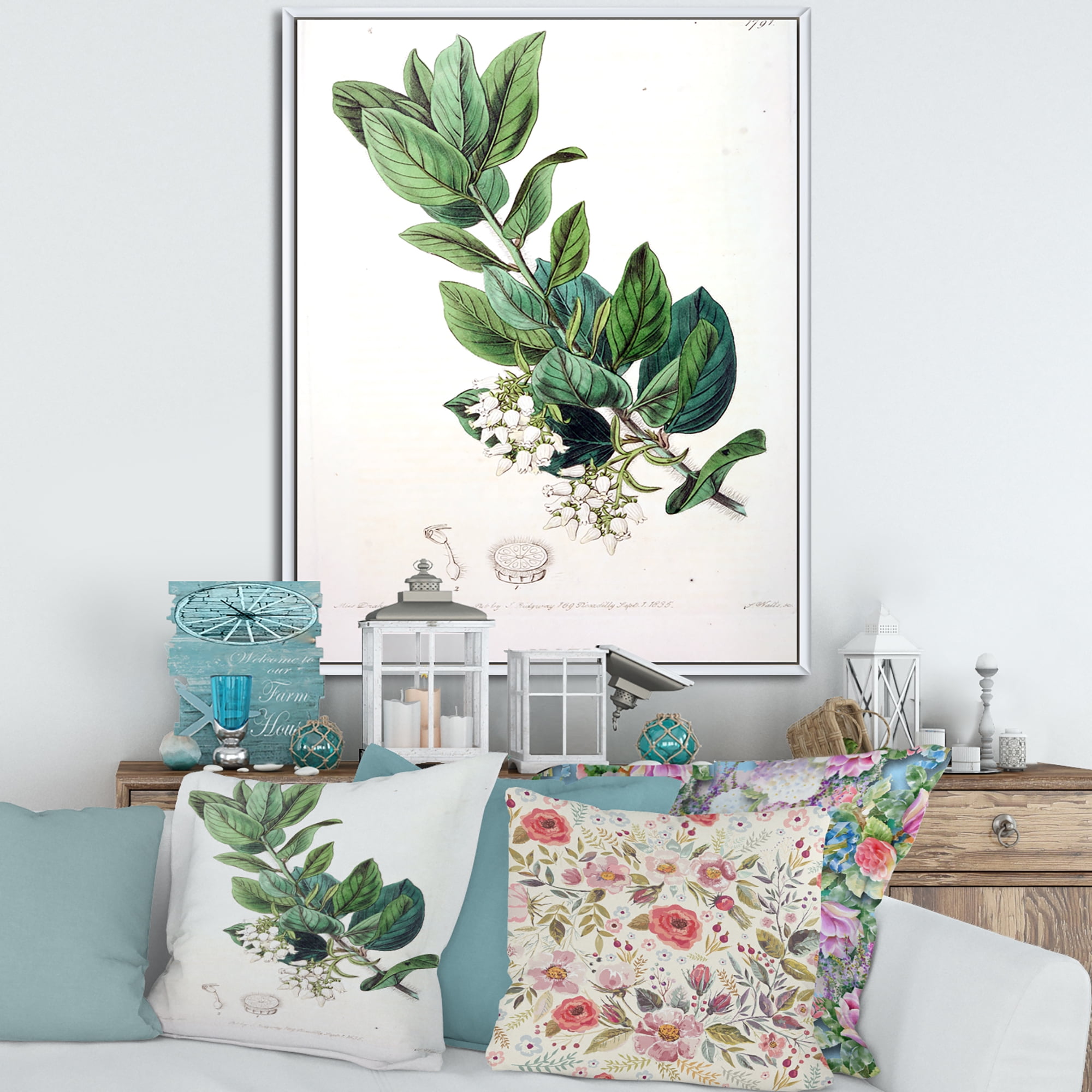 Designart 'Ancient Botanicals XX' Traditional Framed Canvas Wall Art Print