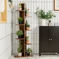 thumbnail image 2 of Costway Open Concept Bookcase Plant Display Shelf Rack Storage Holder Wood Brown, 2 of 10