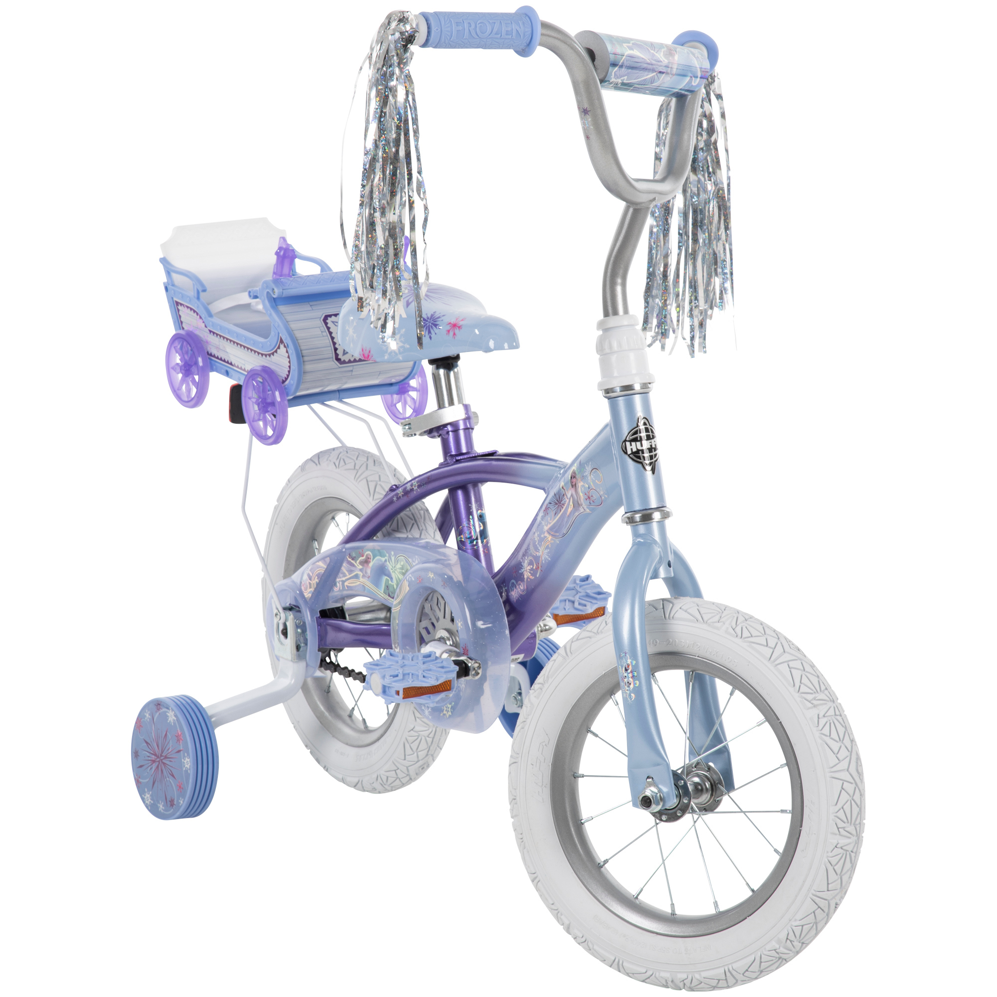 Disney Frozen 12 in. Bike with Doll Carrier Sleigh for Girl's, Ages 2+ Years, White and Purple by Huffy - image 15 of 19