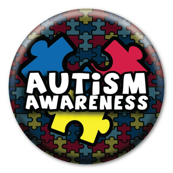 Autism Awareness Circle Button with Magnetic Badge Back