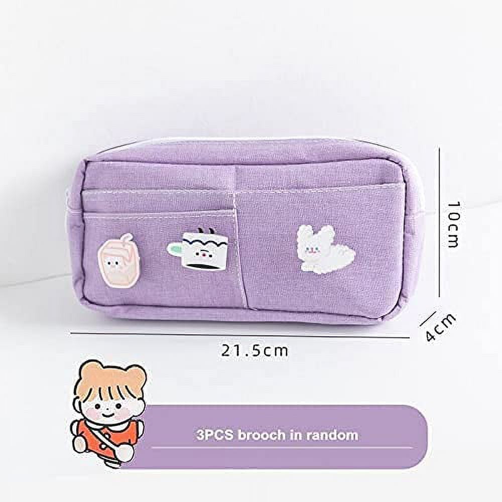 Danceemangoos Kawaii Pencil Case Cute Pencil Pouch for Girls, Large Capacity Standing Stationary Organizer Bag, High School College Office Supply Case