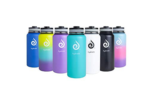 Double Wall Insulated hydrate Stainless Steel 32 oz Water Bottle BPA Free. Caribbean Sunset