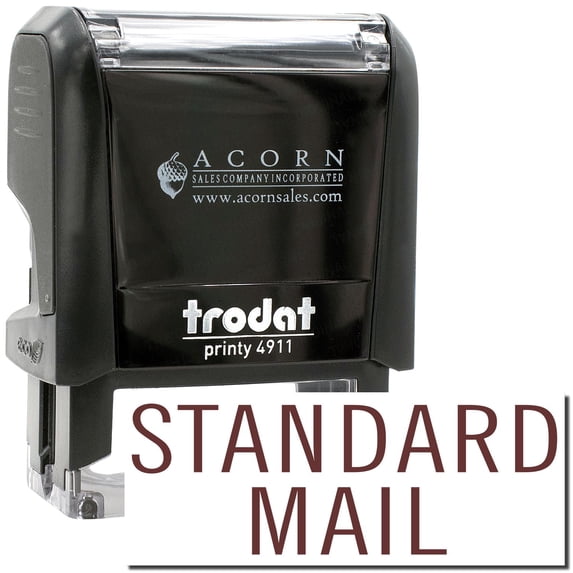 Self-Inking Standard Mail Stacked Stamp, Trodat Printy 4911, Press and Print Stamping, Impression Size 5/8" x 1-1/2", Up to 10,000 Impressions - Brown Ink