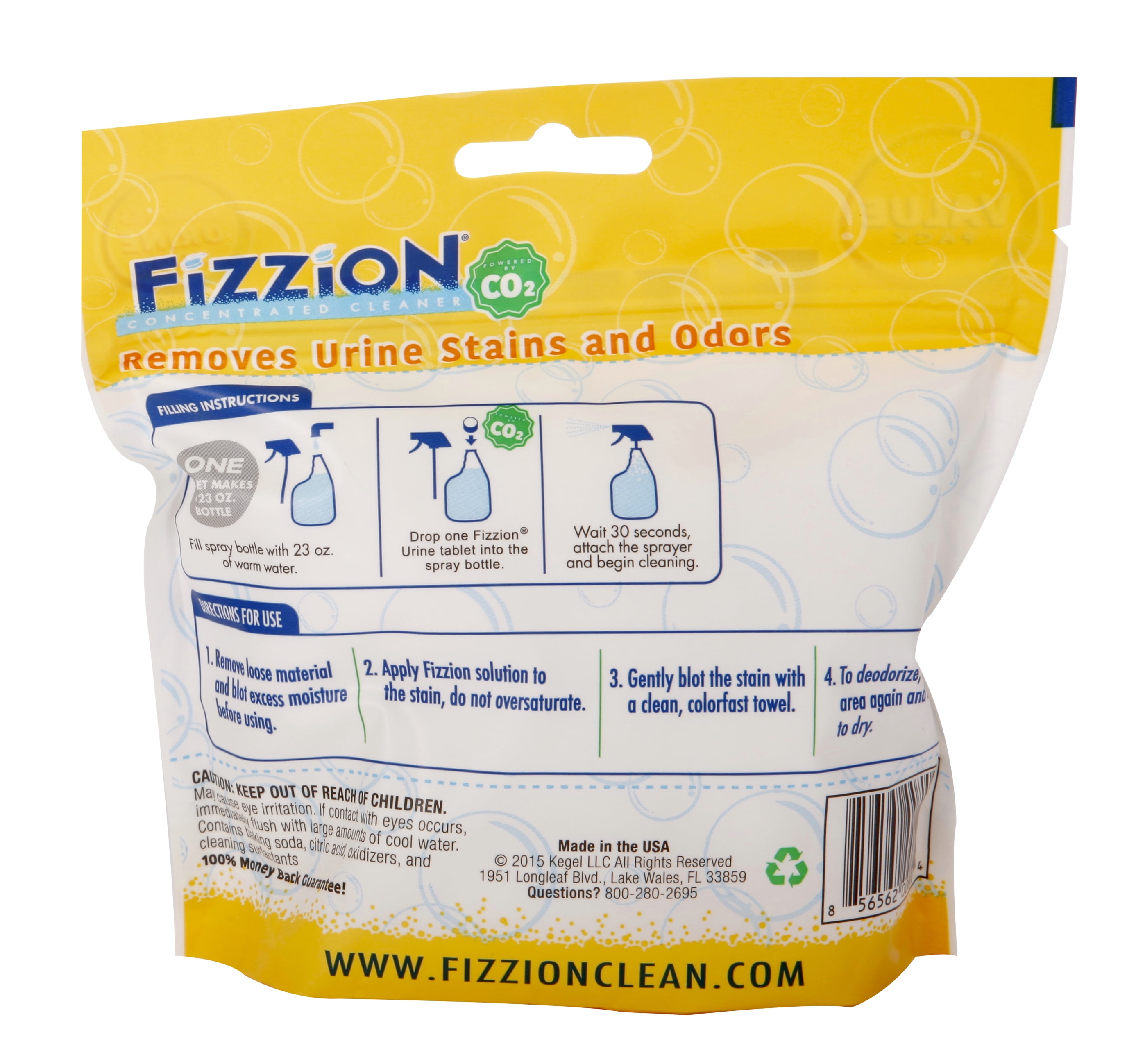 Fizzion Urine Pet Stain and Odor Destroyer - Removes Pet Urine Stains and Odors Safely with The Professional Cleaning Power of CO2 (5 Tablets)