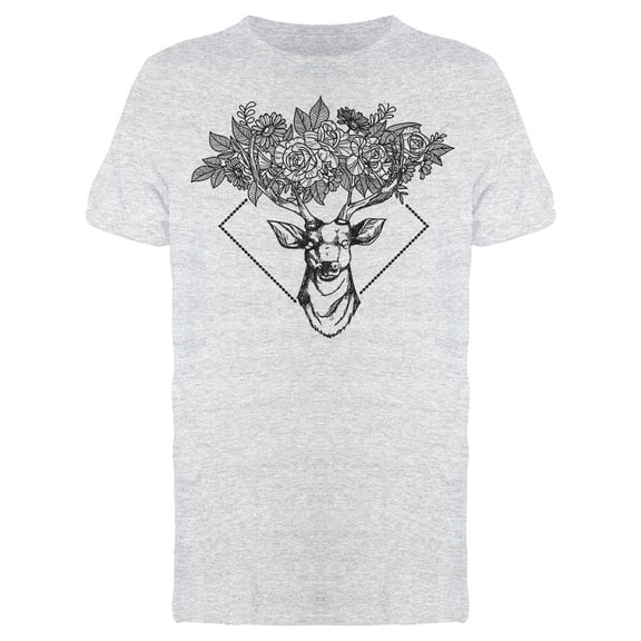 Deer With Flowers Sketch Tee Men's -Image by Shutterstock