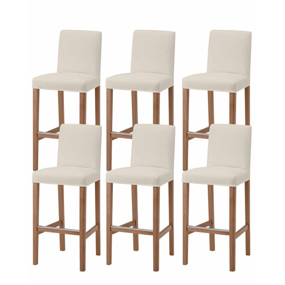 Ivory White Bar Stool Covers - Stretch Dining Chair Covers Set of 6, Modern Pure Ivory White Bar Chair Cover Removable Counter Stool Pub Chairs Slipcovers Protectors for Kitchen/Cafe
