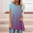 thumbnail image 2 of Summer Saving Wycnly Womens Tops Summer Short Sleeve Round Neck Gradient Print Tee Shirts Ladies Casual Loose Fit Breathable Tunic Blouses Purple xxl Under $5, 2 of 4