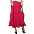 thumbnail image 1 of Phagun Women's Cotton Ruffled Self Belt Solid Magic Wrap Hippie Skirt-Pink, 1 of 6