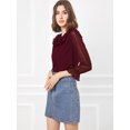 thumbnail image 2 of INSPIRE CHIC Women's Ruffle Neck Polka Dots Sheer Chiffon Blouse, 2 of 6