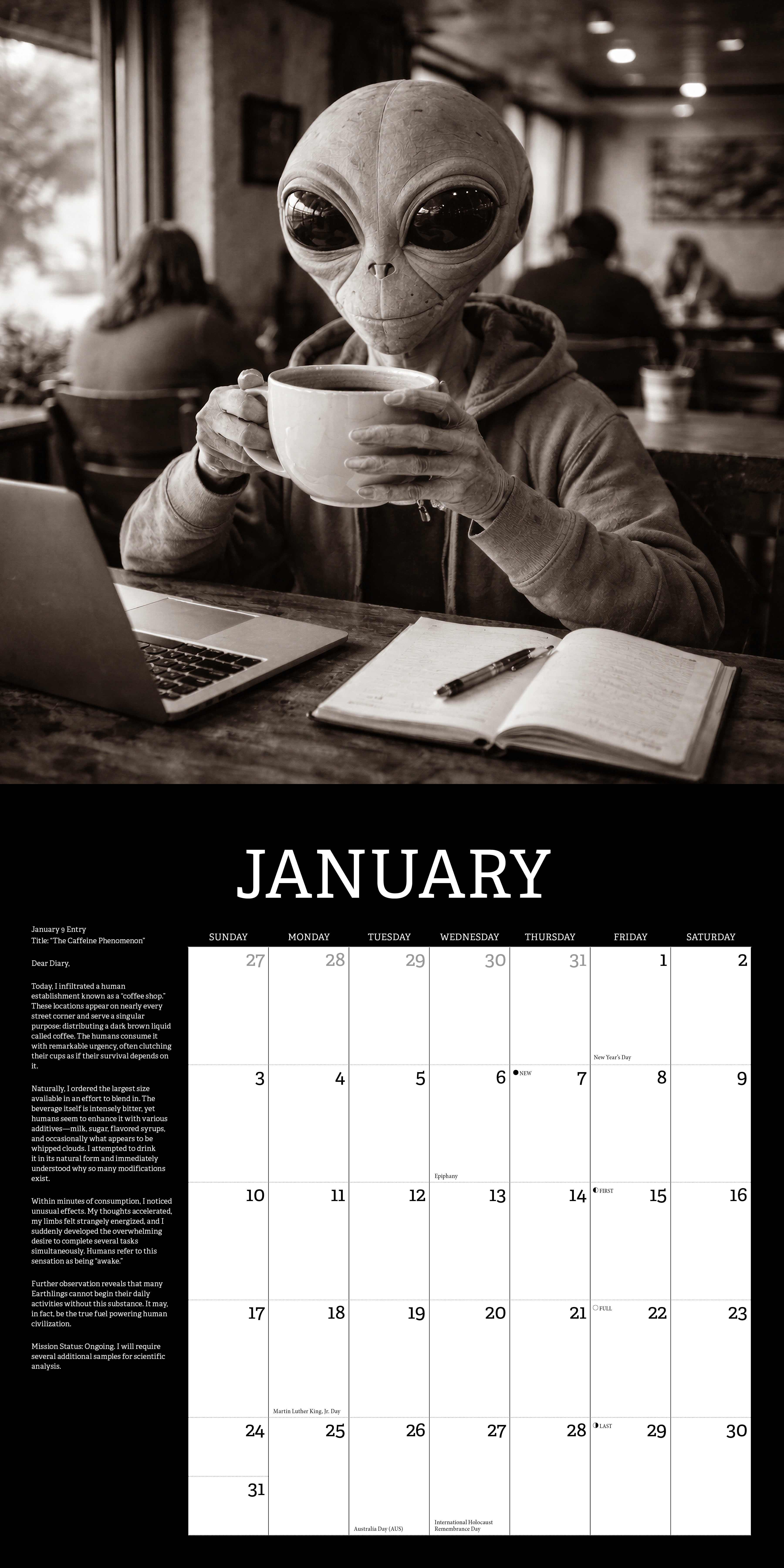 Willow Creek Press, Alien Diaries 2027 Wall Calendar