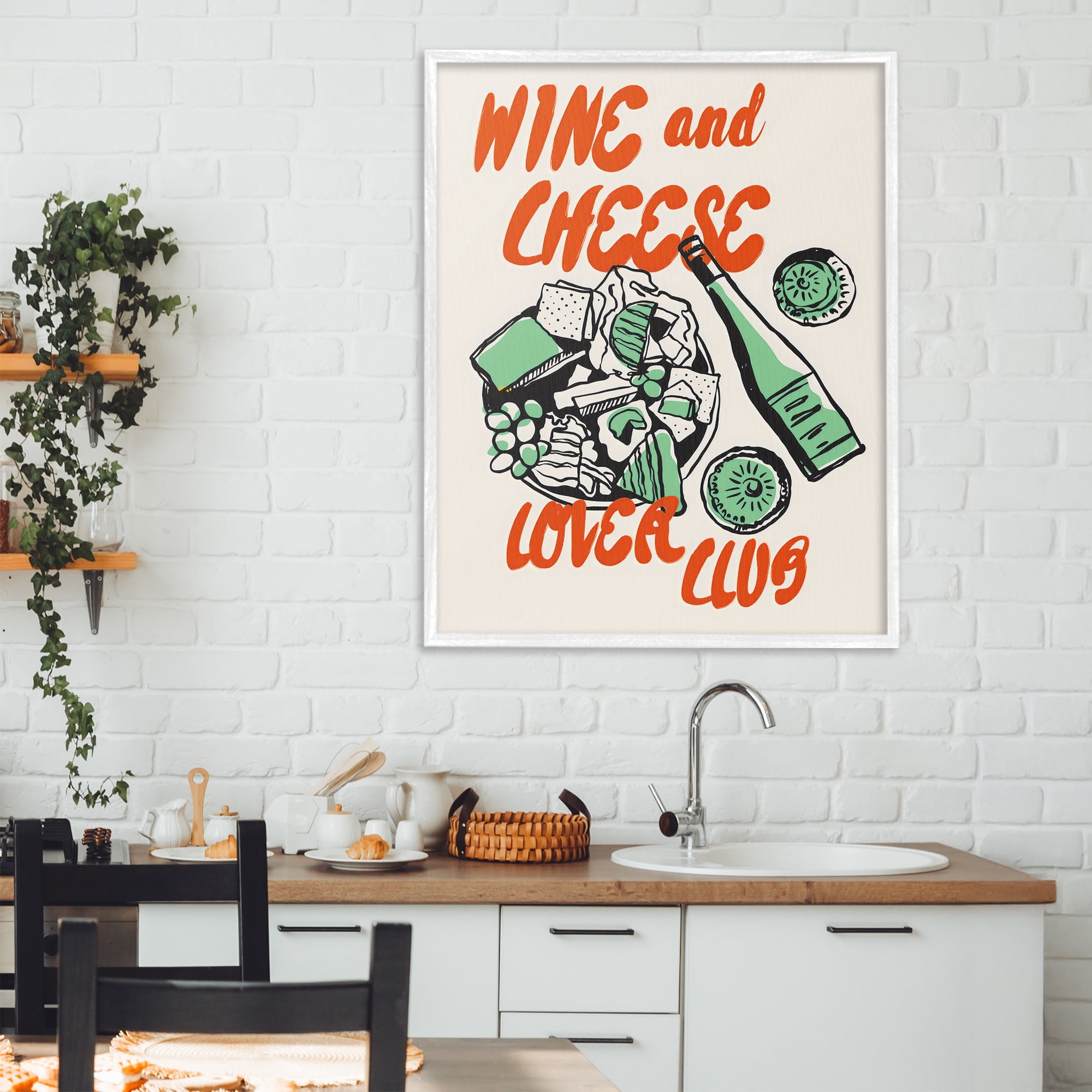 Stupell Industries Wine & Cheese Lover Club White Framed Giclee Art, design by The Prints Vibe