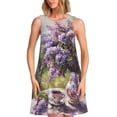 thumbnail image 1 of Balery Lilacs Teapot Scenic Painting Vestidos de verano para mujer con estampado: vestido holgado sin mangas, vestido playero informal y cómodo para días calurosos., 1 of 7