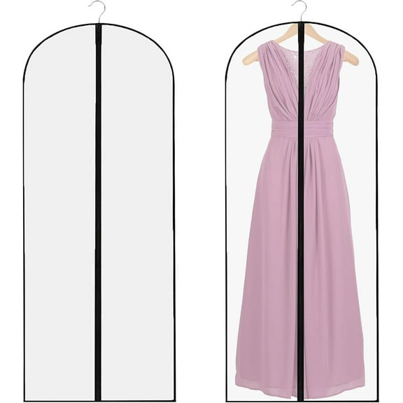 2 PCS Dress Bags Covers Long,Garment Covers Translucent with Zip Waterproof Dustproof,Dress Covers Garment bags Full Length for Long Dress Shirts Suits Jackets Coats Storage