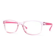 Kids Narrow Rectangle Horned Rim 100% Blue Light Flitering Computer Glasses Pink