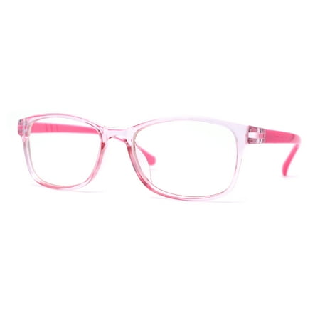 Kids Narrow Rectangle Horned Rim 100% Blue Light Flitering Computer Glasses Pink