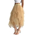 thumbnail image 1 of Womens Irregular Mesh Tulle Skirt High Waist Versatile Slimming Layered Tutu Skirt Champagne M, 1 of 7