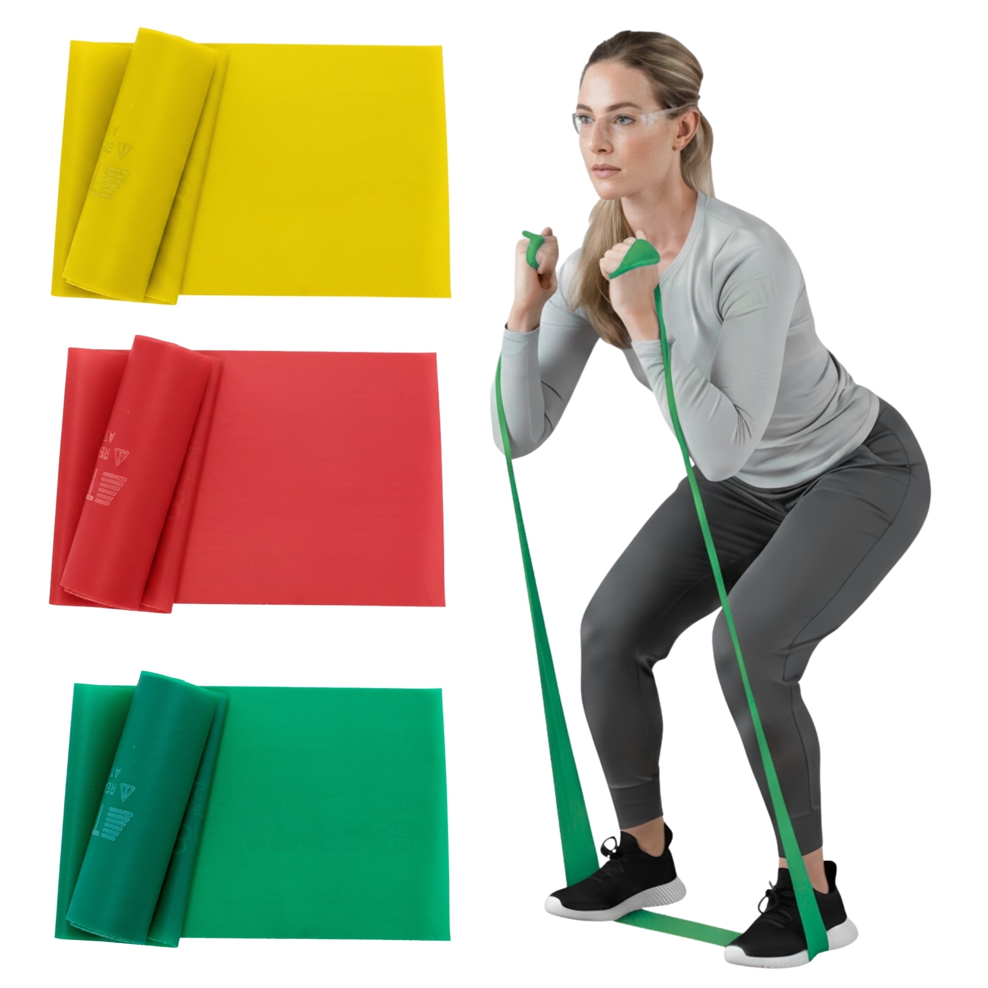 THERABAND Resistance Bands Set, Yellow/Red/Green, Beginner, Non-Latex