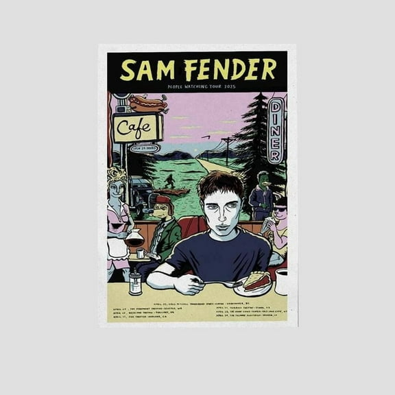 Music Poster- Sam Fender People Watching Tour USA 2025 Apr poster Retro Style - Size 24''x36'' - Postora