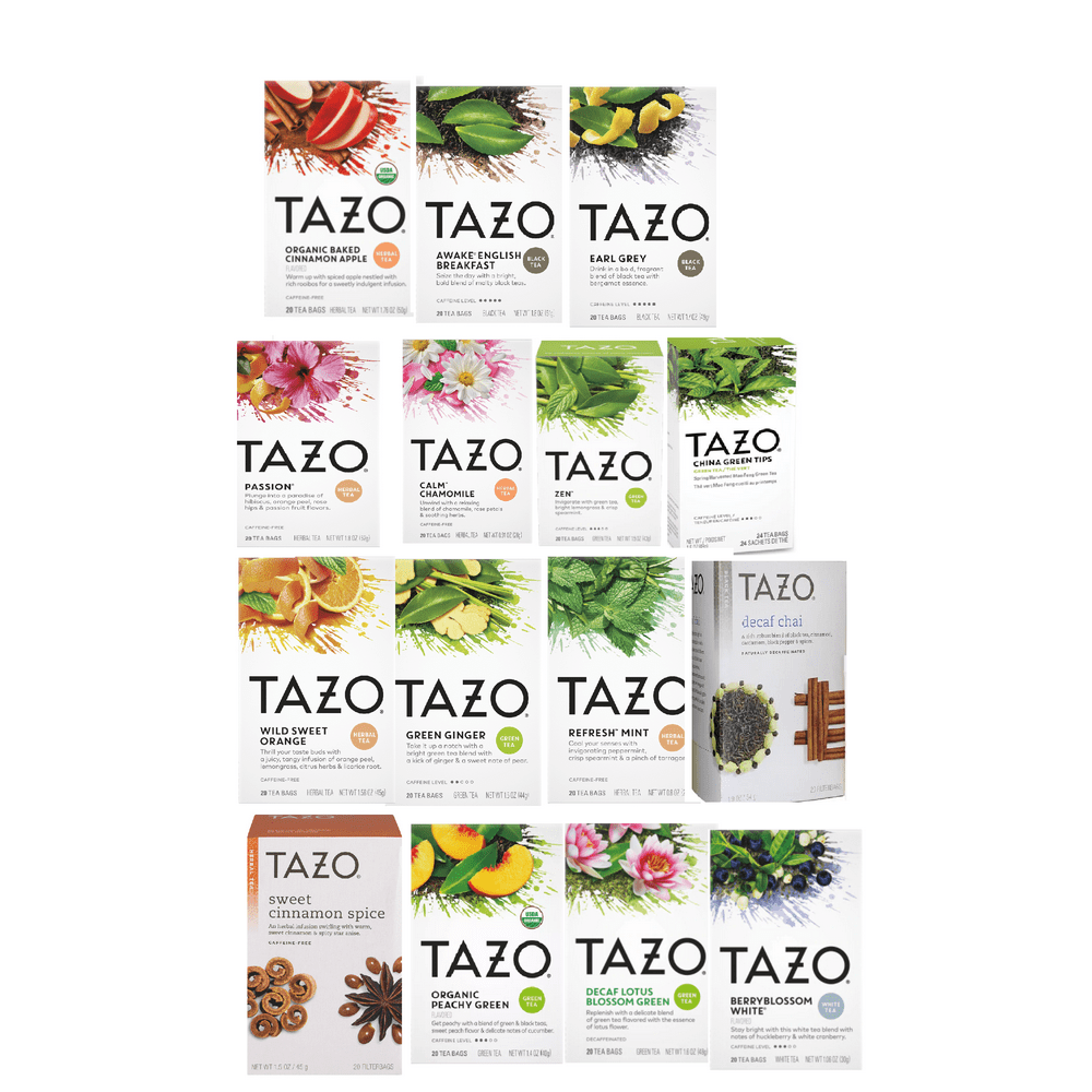 Tazo Herbal Tea 15 Flavor Variety Pack Sampler (Pack of 3, 45 Bags