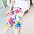thumbnail image 2 of Little Girls Yoga Leggings Floral Print Toddler Cropped Capri Leggings Soft High Waist Kids Summer 3/4 Pants, 2 of 5