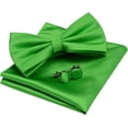 thumbnail image 1 of LAICAIW Mens Solid Color Double Fold Pre-tied Bow Tie and Pocket Square Cufflink Set with Gift Box, 1 of 6
