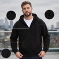 thumbnail image 2 of Minjewel Men's Zip Up Hoodie, Casual Solid Color Full Zip Jacket with Hood, Lightweight Outdoor Sportswear for Fall,Black 2XL, 2 of 8