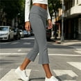 thumbnail image 3 of ShomPort Capri Pants for Women Fold over Low Waist Wide Leg Comfy Summer Lounge Capris Going Out Yoga Pants, 3 of 6