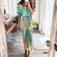 thumbnail image 2 of asddcavvf Robes pour Femmes Robe Chemise Froncée Imprimée Décontractée Manches Courtes Boutonnée Ceinturée Offici, 2 of 9
