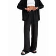 thumbnail image 3 of Conjuntos de 2 Piezas para Mujer: Conjuntos Casuales de Salón, Camisas de Larga con Botones y Pantalones de Pierna Negro XL, 3 of 9