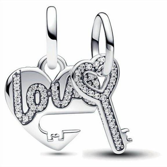 Pandora Splittable Heart & Key Dangle Charm