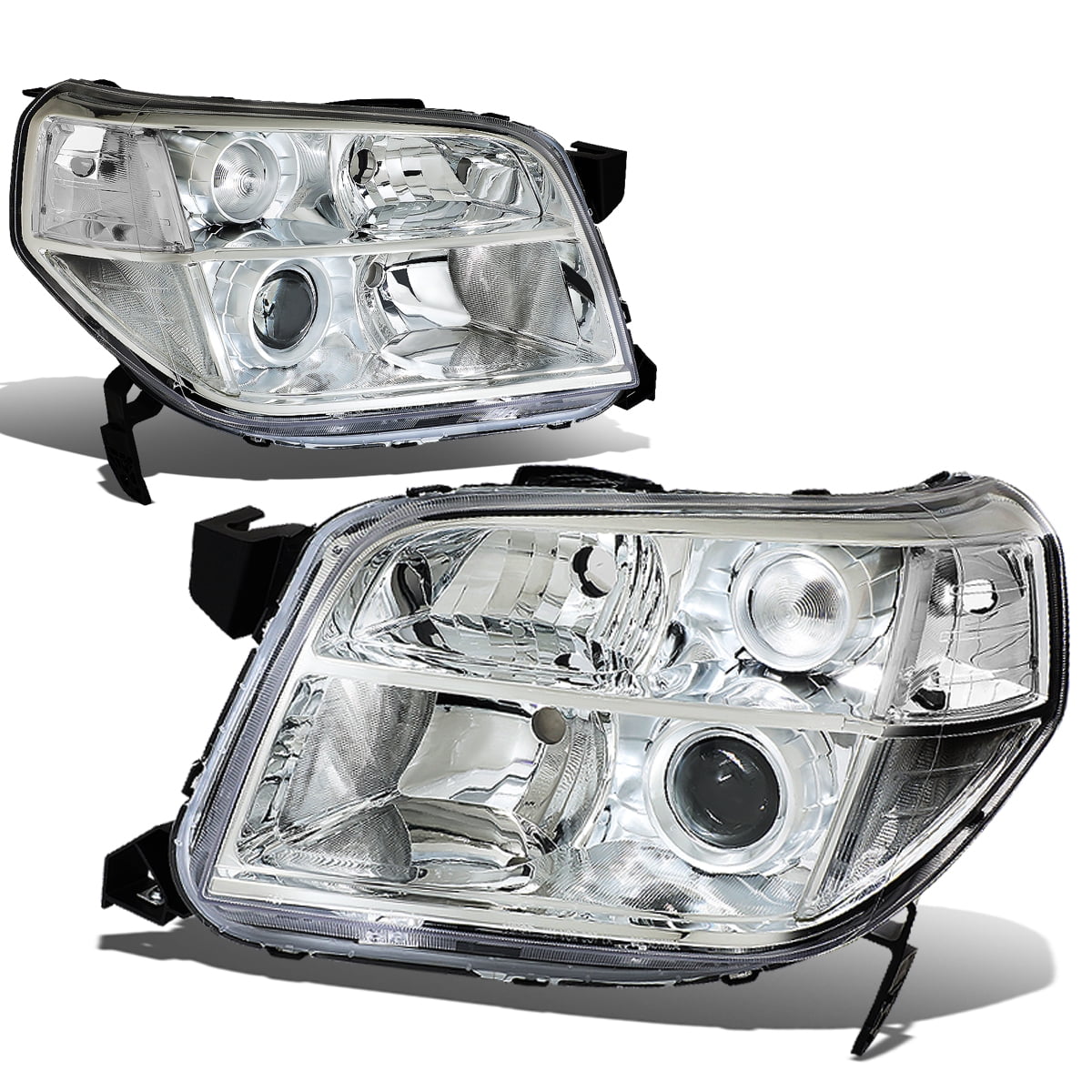 DNA Motoring HL-OH-045-CH-CL1 For 2006 to 2008 Honda Pilot Projector Headlight Chrome Housing Clear Corner Headlamp 07 Left + Right