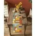 thumbnail image 5 of Table Runner Dresser Scarves 90 Inch Long, Middle Century Geometric Art Linen Dining Table Runners Retro Nordic Abstract Arch Tabletop Scarf for Wedding Holiday Party Kitchen, 5 of 7